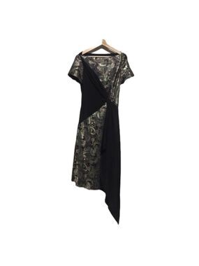 Custom asymmetrical metallic paisley special occasion formal cocktail dress 10